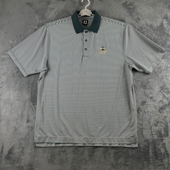 FootJoy Other - FootJoy Mens GlenRiddle Golf Club Striped Polo Shirt Green White XL Stretch FJ